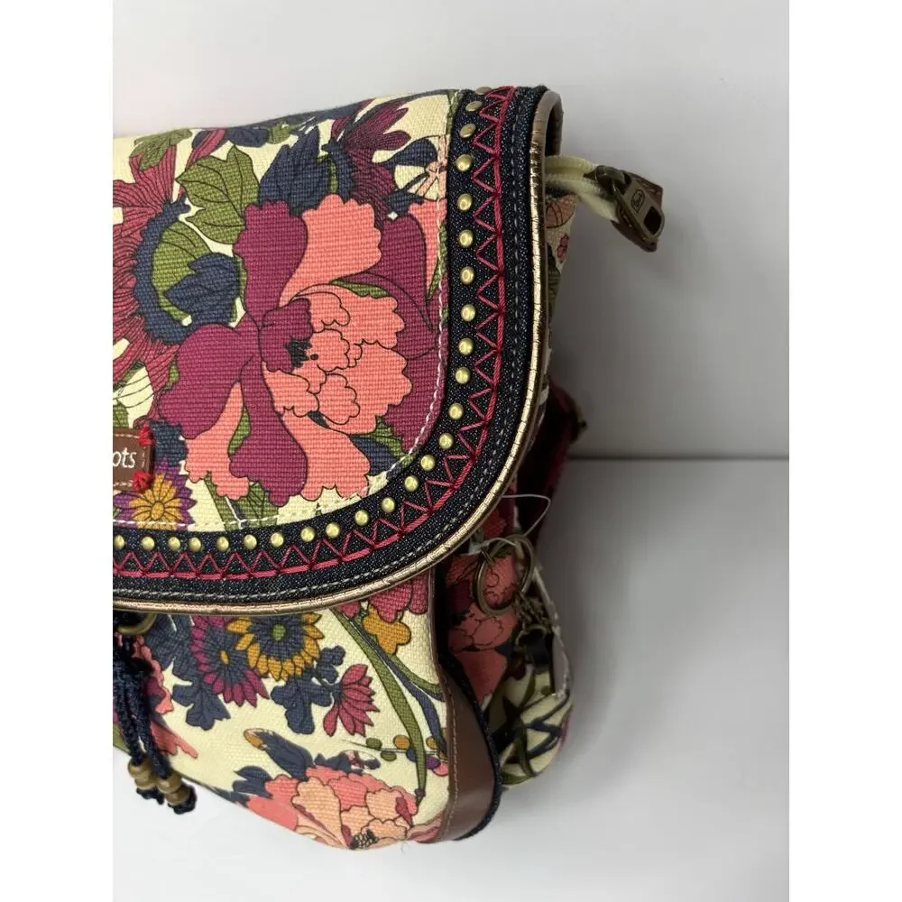 Sakroots Artist Circle Convertible Backpack Crossbody Violet Flower Power Charms - Picture 9 of 12